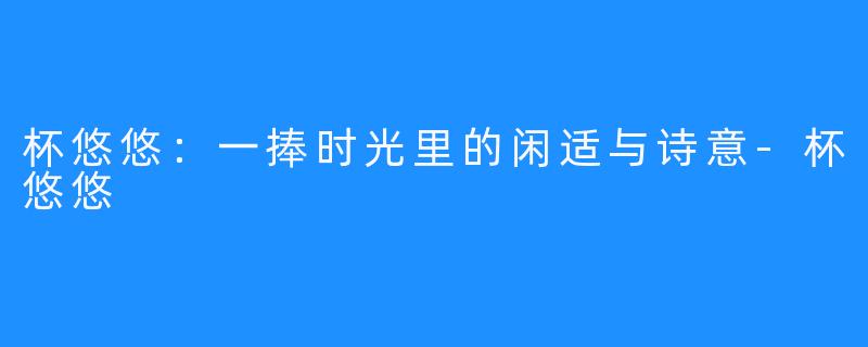 杯悠悠：一捧时光里的闲适与诗意-杯悠悠
