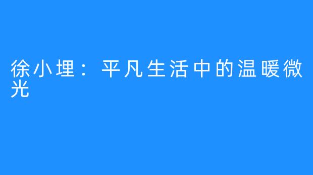 徐小埋：平凡生活中的温暖微光