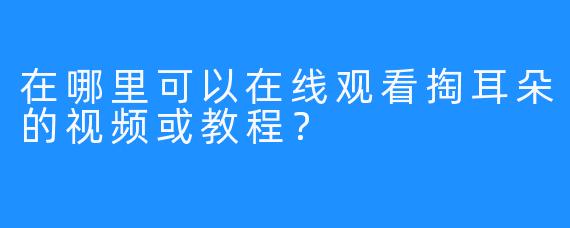 在哪里可以在线观看掏耳朵的视频或教程？
