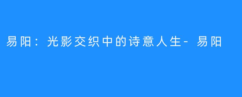 易阳：光影交织中的诗意人生-易阳 