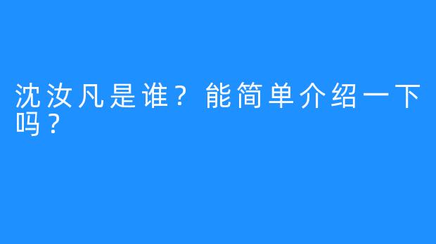 沈汝凡是谁？能简单介绍一下吗？