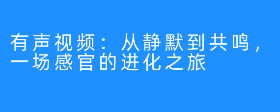 有声视频：从静默到共鸣，一场感官的进化之旅