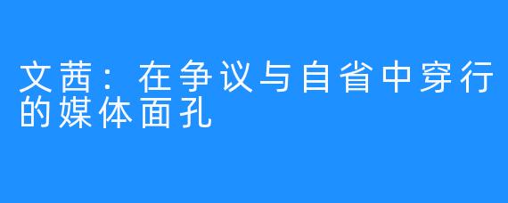 文茜：在争议与自省中穿行的媒体面孔