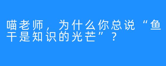 喵老师，为什么你总说“鱼干是知识的光芒”？