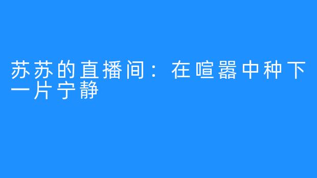 苏苏的直播间：在喧嚣中种下一片宁静