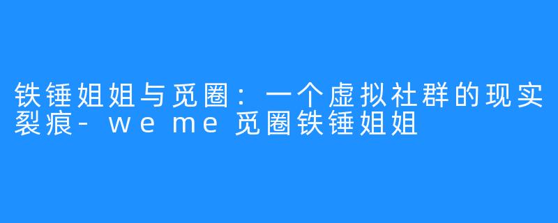 铁锤姐姐与觅圈:一个虚拟社群的现实裂痕-weme觅圈铁锤姐姐