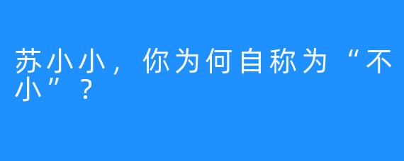 苏小小，你为何自称为“不小”？