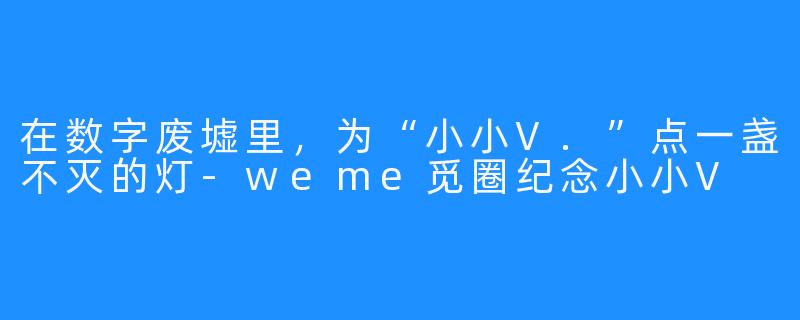 在数字废墟里，为“小小V.”点一盏不灭的灯-weme觅圈纪念小小V