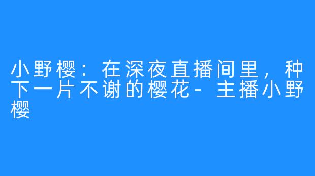 小野樱：在深夜直播间里，种下一片不谢的樱花-主播小野樱