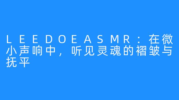 LEEDOEASMR：在微小声响中，听见灵魂的褶皱与抚平