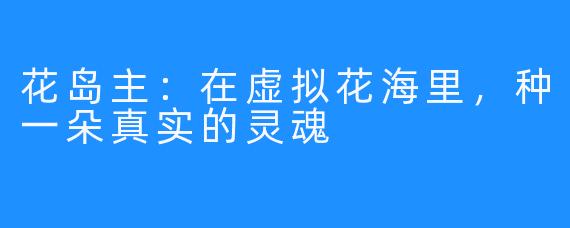 花岛主：在虚拟花海里，种一朵真实的灵魂