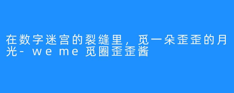 在数字迷宫的裂缝里，觅一朵歪歪的月光-weme觅圈歪歪酱