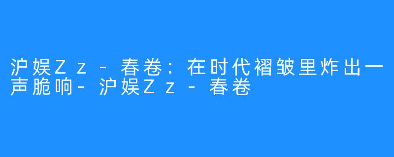 沪娱Zz-春卷:在时代褶皱里炸出一声脆响-沪娱Zz-春卷